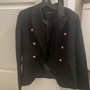 Lioness black fitted blazer with gold buttons and pockets